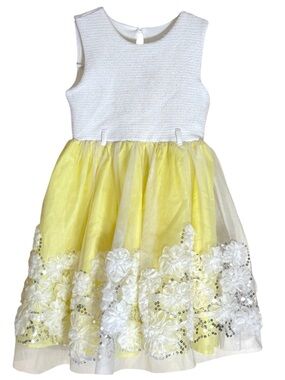 Nannette yellow & white floral tulle party dress Girl’s size 6 | f